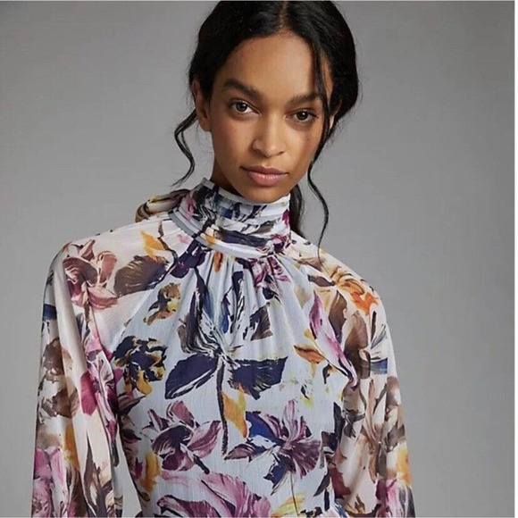 ANTHROPOLOGIE NIKASHA High Neck Floral Maxi Dress Small New With Tag - Picture 2 of 11